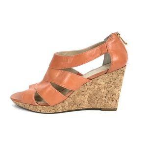 Orange High Heel Cork Wedge Gladiator Sandals